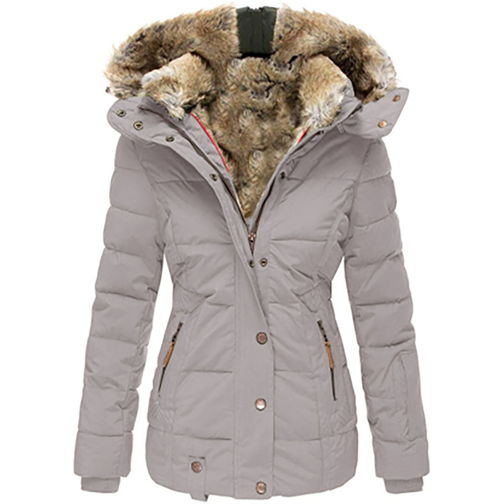 Women's Winter Zipper Hooded Down Jacket - Walmart.com