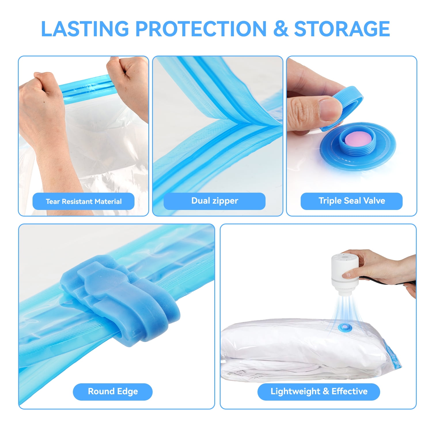20 Pack Vacuum Storage Bags with Electric Pump,Space Saver Bags(6 Small,5 Medium,5 Large,4 Jumbo),Vacuum Sealer Bags for Clothes, Mattress, Blanket, Duvets, Pillows, Comforters,Travel