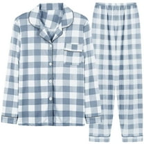 Kaemgyyd Womens Pajama Sets 2 Piece Pj Outfit Long Sleeve Button down Loungewear and Soft Pants Comfy Plaid Sleepwear