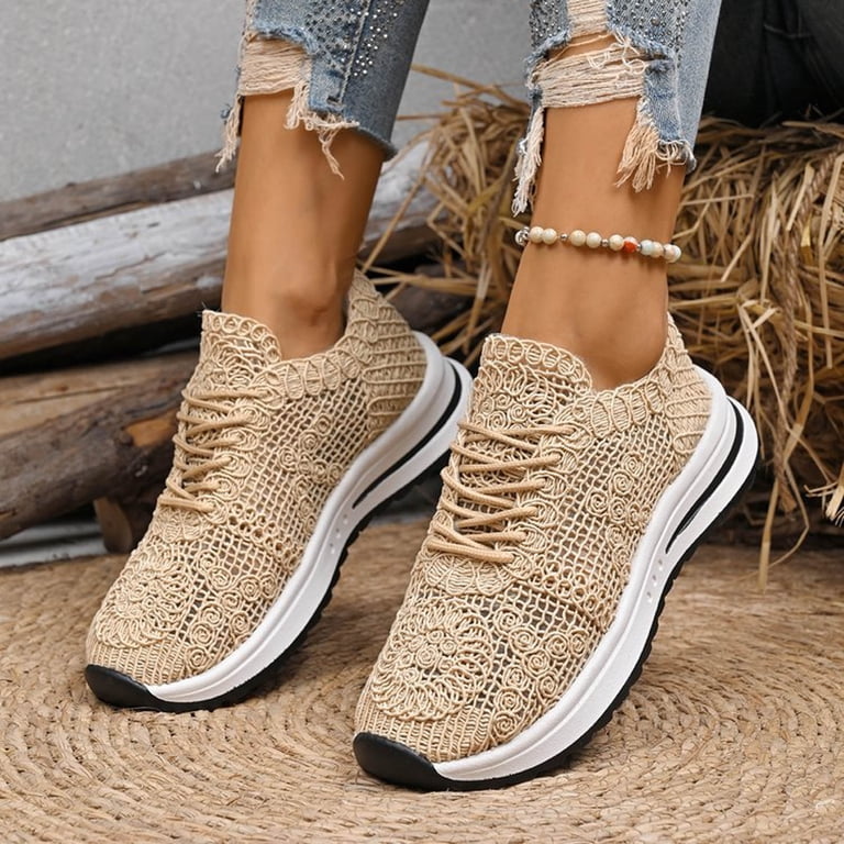Women\'s Cream Knit Lace-Up Sneaker Women main image 4