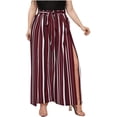 thumbnail image 1 of Pantalones largos para mujer, pantalones de pierna ancha, pantalones de talla grande, pantalones divididos erógenos a rayas, pantalones sueltos de cintura elástica Odeerbi ODB-2, 1 of 9