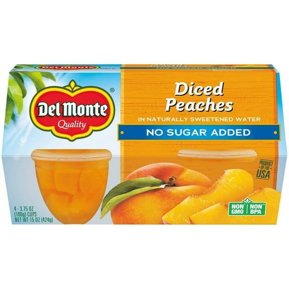 Del Monte No Sugar Added Diced Peaches - 4ct/16oz - Pack of 2