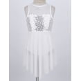 thumbnail image 2 of TTAO Kids Girls Sleeveless Shiny Sequins Irregular Hem Leotard Dress Lyrical Latin Ballroom Dancewear White 10, 2 of 7