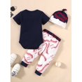 thumbnail image 4 of 3pcs Newborn Infant "GOING HOME" Graphic Bodysuit Onesies & Elastic Waist Baseball Graphic Pants & Hat Set, Baby Boys Toddler Summer Clothes, 4 of 5
