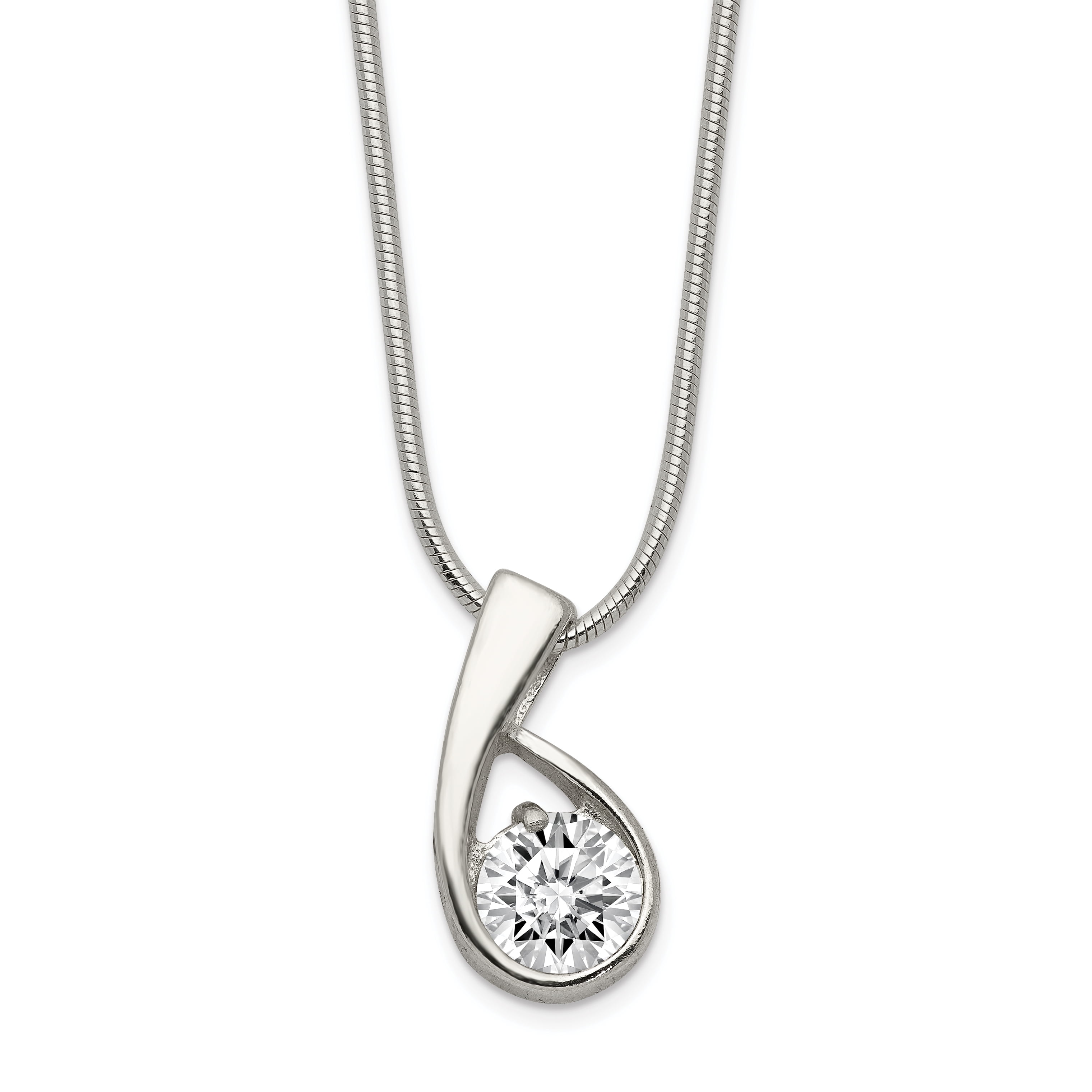 925 Sterling Silver 18 Inch Cubic Zirconia Cz Chain Necklace Pendant Charm Fine Jewelry Gifts For Women For Her