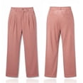 thumbnail image 4 of Inleife Women High Waist Corduroy Cargo Wide Leg Pants, Elastic Waist Drawstring Multi Pocket Casual Lounge Trousers, 4 of 6