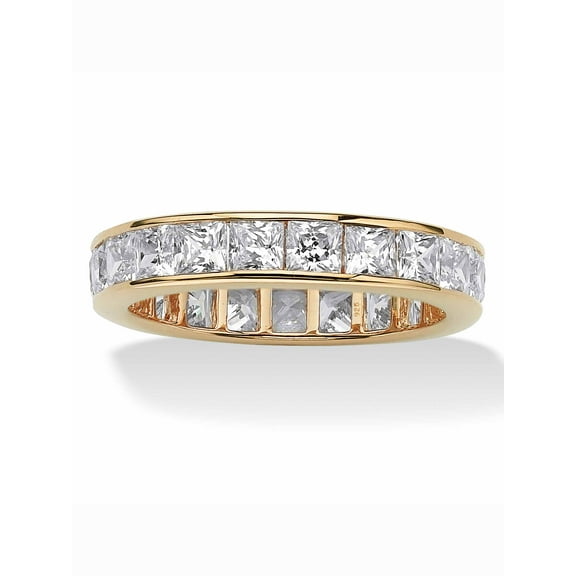 PalmBeach Jewelry 5.29 TCW Princess-Cut Cubic Zirconia Eternity Channel Ring in 18k Gold-Plated or Platinum-Plated Sterling Silver