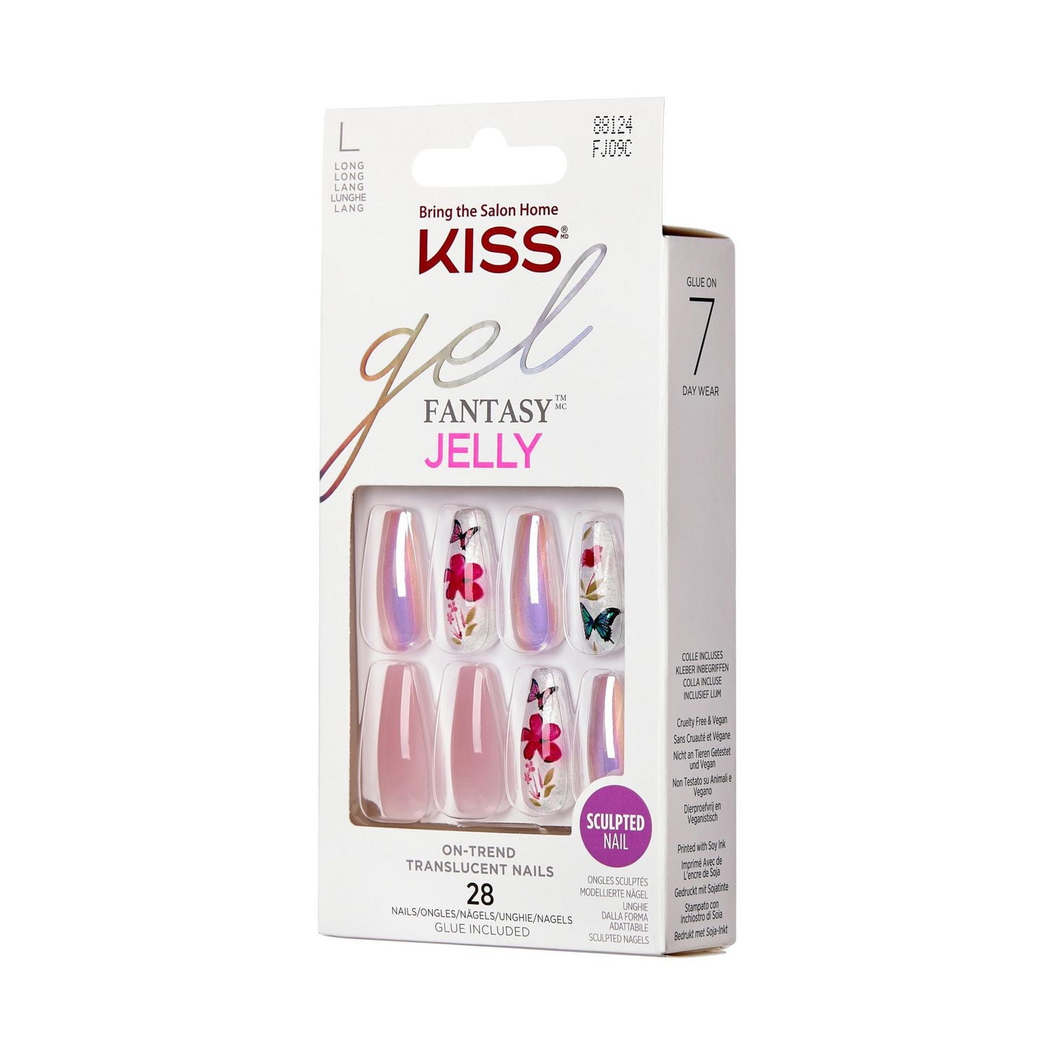 KISS Gel Fantasy - Fake Nails, 28 Count, Long, Gel nails.