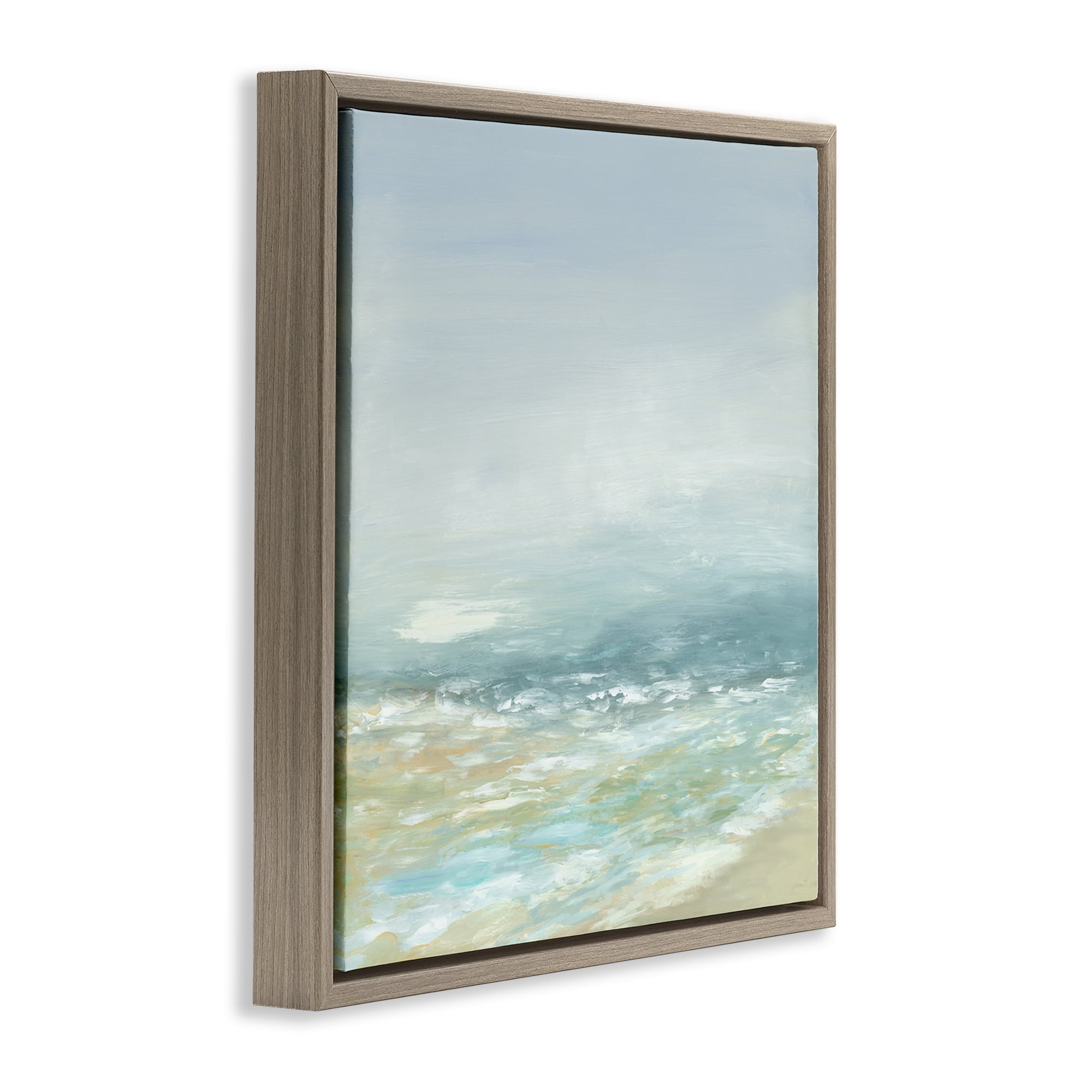 Stupell Industries Energetic Beach Expression Nautical & Beach Painting Brown Floater Framed Canvas Art Print Wall Art, 25 x 25
