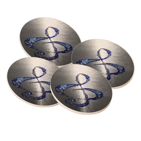 KuzmarK Sandstone Drink Coaster (set of 4) - Treble Clef Blue Steel