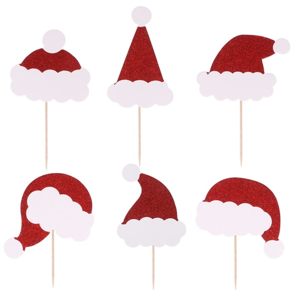 OULII 6Pcs Lightweight Paper Cake Decorations Assorted Color for Christmas