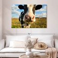 thumbnail image 2 of Elephant Stock Cow Selfie Wall Art - Horizontal Canvas Wall Art - Living Room Wall Decor - Animal Canvas - Black And Beige Decor - 48" x 32", 2 of 4