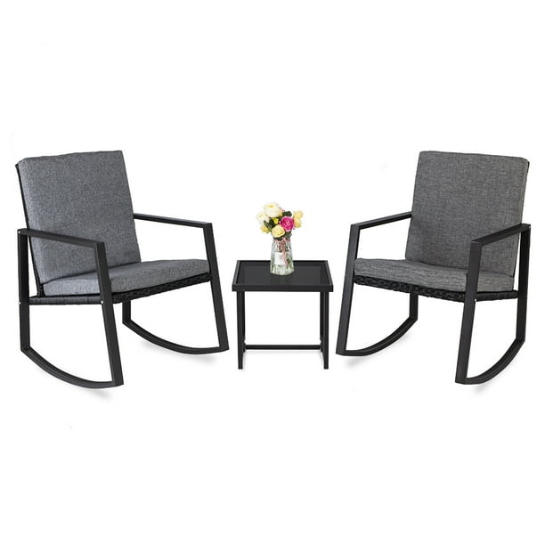 3 Pcs Rocking Chairs Set Outdoor Patio Furniture With Glass Coffee Table Black Com - Outdoor Patio Rocking Chair Sets 3 Pcs Rocking Chairs Set Outdoor Patio Furniture With Glass Coffee Table Black Com - Outdoor Patio Rocking Chair Sets