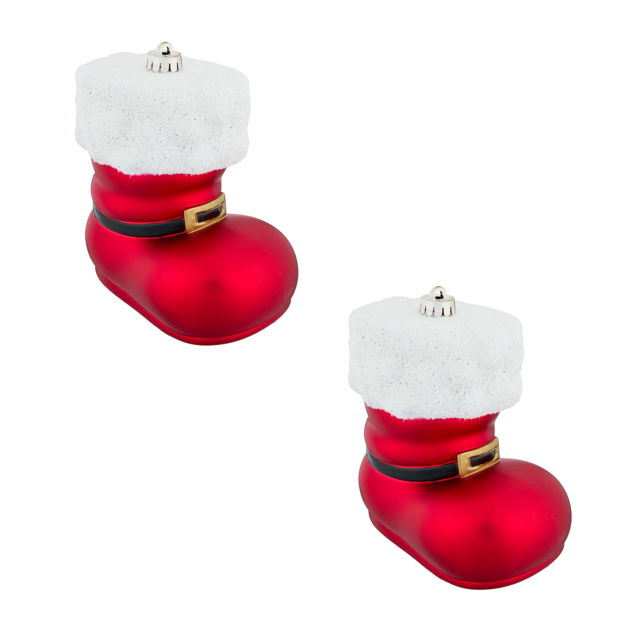 2-Count Red and White Jumbo Santa Boot Shatterproof Christmas Ornaments, 7.3", by Holiday Time