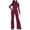Wine jumpsuits for women, variant on Wycnly Womens Jumpsuits Fall Elegant Flared Leg Empire Waist Ladies Long Jumpsuits Trendy Solid Half High Neck Long Sleeve Maxi Rompers for Women