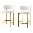 thumbnail image 1 of LivinVeluris Counter Bar Stools Set of 2, Modern Bar Stools, Round Kitchen Counter Stool, Boucle Stool with Black Metal Legs, Footrest Stool (Set of 2) (Cream White/Gold Legs), 1 of 7