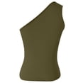 thumbnail image 5 of XAOFW Casual Sleeveless One Shoulder Tank Tops For Womens Solid Color Fitting See Through Camisoles Beach Vacation Versatile Tops, 5 of 5