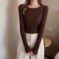 thumbnail image 1 of Autumn Winter Women Sweaters Casual Long Sleeve Knitted O Neck Pullover Sweater Femme Basic Solid Jersey Tops Fashion Clothes, 1 of 5