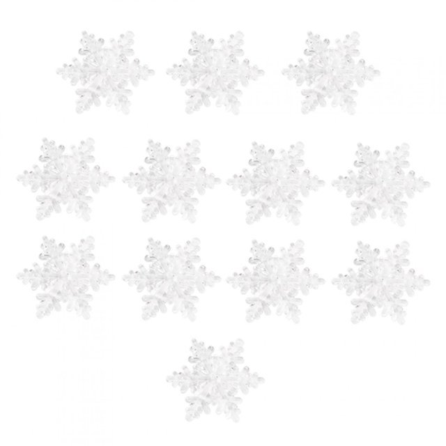 12 piezas de adornos de copos de nieve de acrílico transparente para vacaciones, copos de nieve de 3 agujeros de 5,5 cm (copos de nieve de 5,5 cm con 3 agujeros)