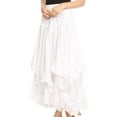 thumbnail image 3 of Sakkas Lucia Womens Bohemian Gypsy Convertible Fold Over Waist Skirt Flare Long - White - Small, 3 of 5