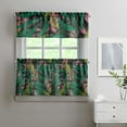 thumbnail image 2 of Kitchen Curtains Set 3 Piece with Hawaiian Palm Leaves and Hibiscus Flowers, 27.5x24 Inch Polyester Drapes for Island Inspired Style, 2 of 6