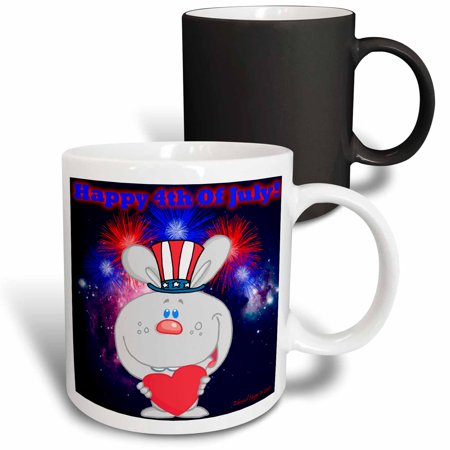 3dRose Rabbits 4th Of July Party   Magic Transforming Mug  11oz