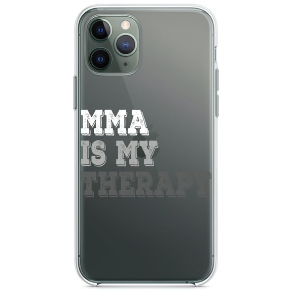 DistinctInk Clear Shockproof Hybrid Case for iPhone 11 Pro MAX (6.5" Screen) - TPU Bumper Acrylic Back Tempered Glass Screen Protector - MMA Is My Therapy