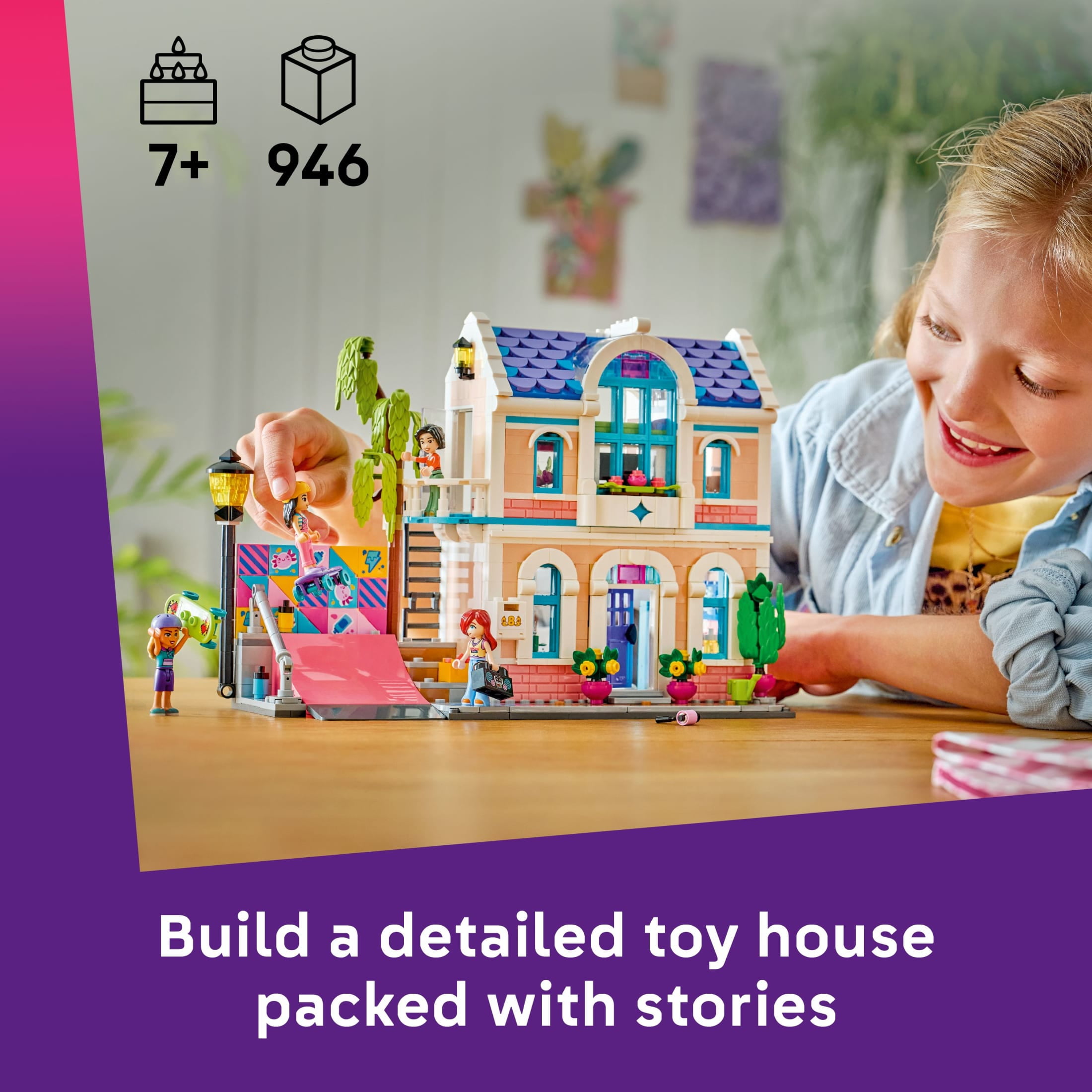 LEGO Friends Lianns Family House Building Toy for Girls & Boys - Pretend Play Set for Kids, Ages 7+ - W/4 Minidolls, 2 Toy Pet Figures, & Doll House Accessories - Gift Idea for Birthdays - 42687 thumbnail 9