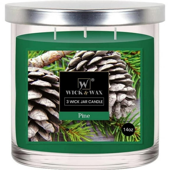 VeZee's 3 Wick 14 oz Pine Scented Jar Candles by Wick & Wax, Lift your spirits with the refreshing, pleasant fragrance:1 Jar