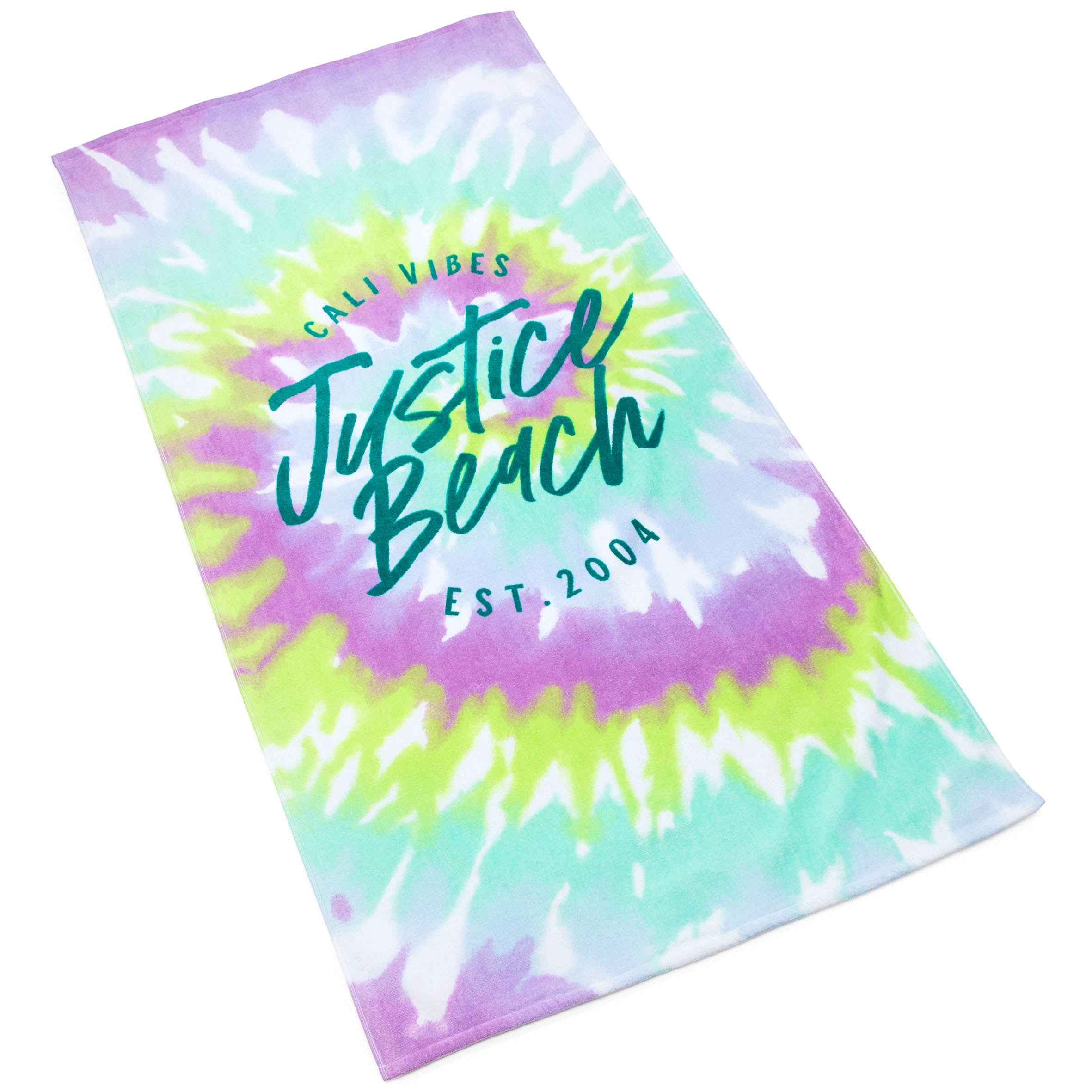 Justice Beach Towel, 100% Cotton, 64 x 34, Mint Spiral