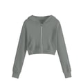 thumbnail image 3 of Abcomgle Girls Zip Up Hoodie 7-8 Cropped Long Sleeve Jacket for Kids Cute Fashion Lightweight Girls Zip Up Sweater with Pockets, 3 of 5