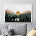 thumbnail image 2 of PixonSign Framed Canvas Print Wall Art Woodland Nursery Decor Sunlight Mountain Pine Forest Lake Nature Wilderness Modern Art Decorative Boho Relax/Zen - 16"x24" White, 2 of 5