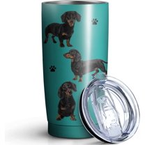 Dachshund Dog Tumbler Stainless Steel Insulated Travel Coffee Cups with Lid and Straw,Ideal Memorial Gift for Dog Dad/Mom,20oz