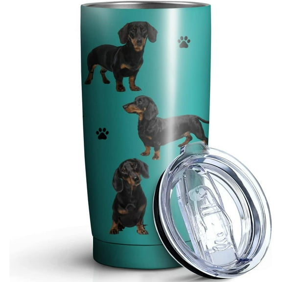 Dachshund Dog Tumbler Stainless Steel Insulated Travel Coffee Cups with Lid and Straw,Ideal Memorial Gift for Dog Dad/Mom,20oz