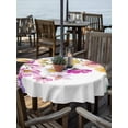 thumbnail image 2 of Outdoor Tablecloth with Umbrella Hole Zipper Pink Flowers Round Tablecloth 60" Waterproof Outside Table Cloth Spring Floral Elegant Pastoral Watercolor Patio Table Cover Tablecloths for Picnic Party, 2 of 8