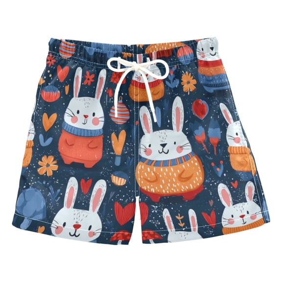 Boys' Swim Trunks Kids Beach Shorts Quick Dry Board Shorts A Rabbit Wearing Clothes 2T