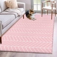 thumbnail image 3 of Area Rug for Living Room, Pink Geometric Non-Slip Indoor Large Carpet for Bedroom/Dining Room, Modern Minimalism Solid Color Striped Washable Low-Profile Rectangle Floor Mat Runner Rugs - 3 x 5 Ft, 3 of 7
