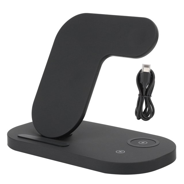 Soporte de carga inalámbrico con luz de cascada 3 en 1 para teléfono, reloj, auriculares, estación de carga rápida