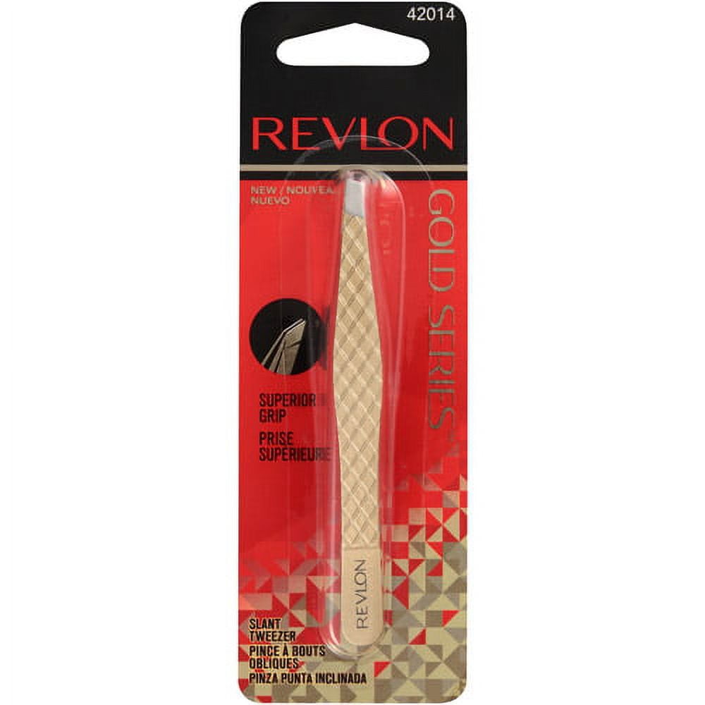 Revlon Gold Series Slant Tip Tweezer, Tips Coated with Diamond Particles for Maximum Gripping Power