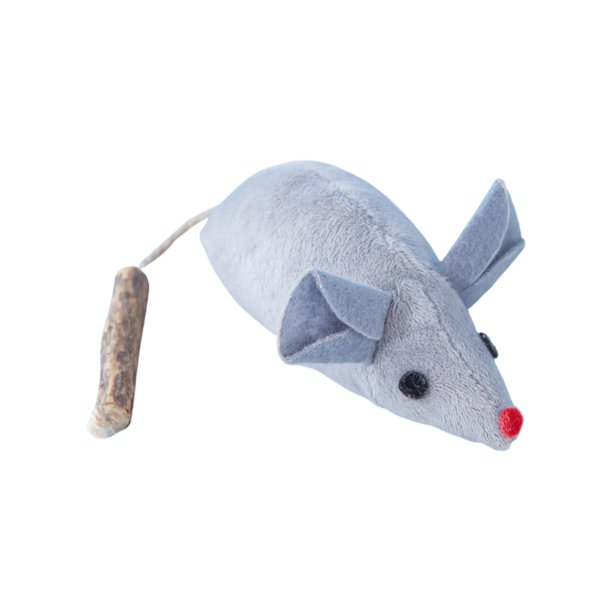 Juguete para gatos Ratón de simulación Gato Menta Polygonum de madera Divertido palo para gatos Autofelicidad y alivio del aburrimiento Gato Gato Menta Suministros para mascotas (gris)