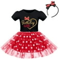 thumbnail image 2 of IBTOM CASTLE Baby Girls Birthday Outfit Polka Dots Leotard Dresses Fancy Dance Costume Halloween Cosplay Tutu Dress up with Ears Headband 4 Years Black+Red-Heart, 2 of 8