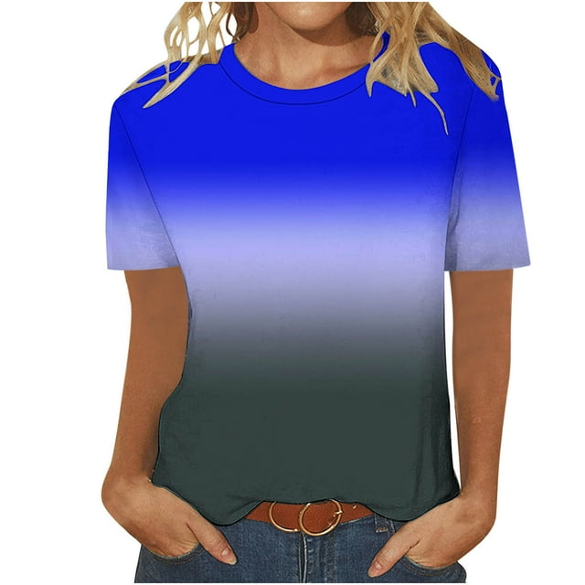 Liquidation! T-Shirt Grande Taille pour Femmes, Blouse à Manches Courtes d'Été pour Femmes, Mode Décontractée Imprimée Col Rond T-Shirt à Manches Courtes
