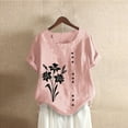 thumbnail image 2 of Blouses pour Femmes, T-Shirt à Boutons Imprimé Décontracté Mode d'Été pour Femmes à Col Rond et Manches Courtes, 2 of 3