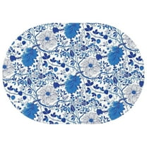 Oval Tablecloth Blue Vintage Flower Tablecloth,Oil Proof Spill Proof Polyester Table Cover for Rectangle Tables,Foldable Table Cloths Cute Tablecloths for Camping Dining Buffet Parties