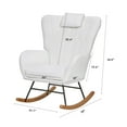 thumbnail image 5 of VECELO Rocking Chair Teddy Fabric Upholstered Nursery Chair, High Backrest Glider Accent Chair with Headrest, White, 5 of 12