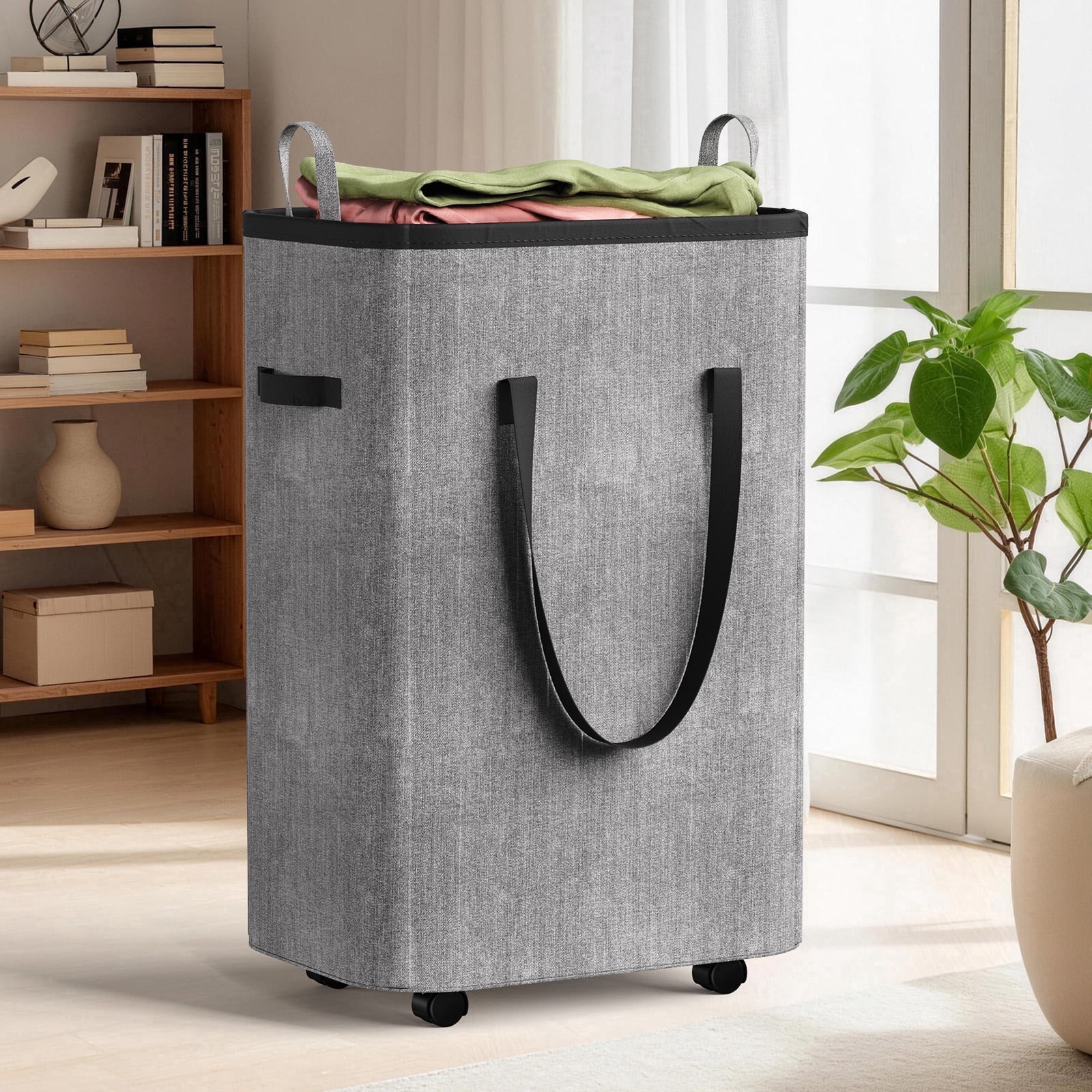 Mainstays Flexible Square Laundry Hamper in Soft Silver, 16.5x16
