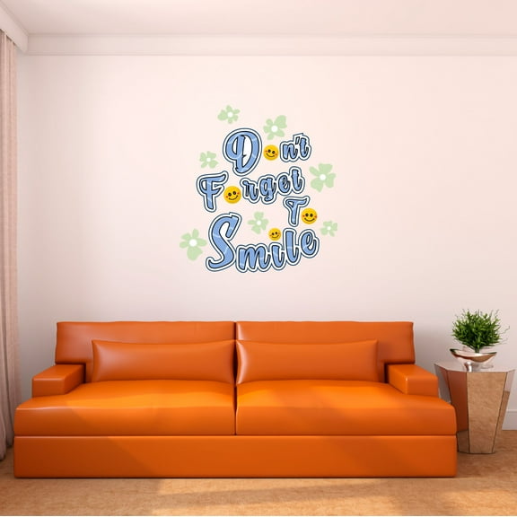 Danish Pastel Wall Decal Cute Funny Smiley Face with Pastel Colour Flowers Bedroom Wall Decal for Girls Quotes and Sayings Cute Themed Room Décor - Size: 9 In x 10 In