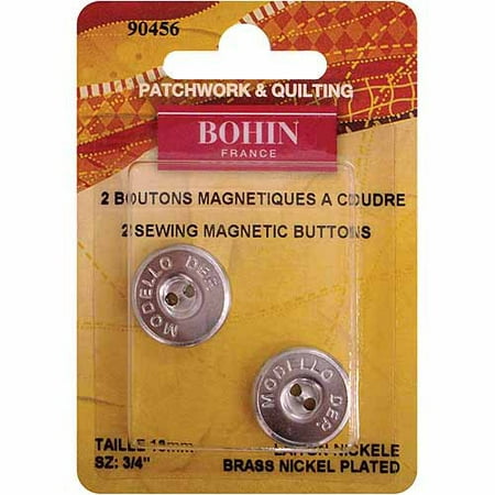 Magnetic Sew-On Button 3/4" 2/Pkg-Nickel-Plated