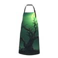 thumbnail image 2 of Naloa Green Night Sky Moon Branches Apron Kitchen Aprons with Pockets for Women Men Chef, 2 of 8