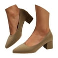 thumbnail image 3 of Womens Suede Solid Office Square Toe Slip On Casual Chunky Low Heel Pumps Shoes 2 Inch, 3 of 8